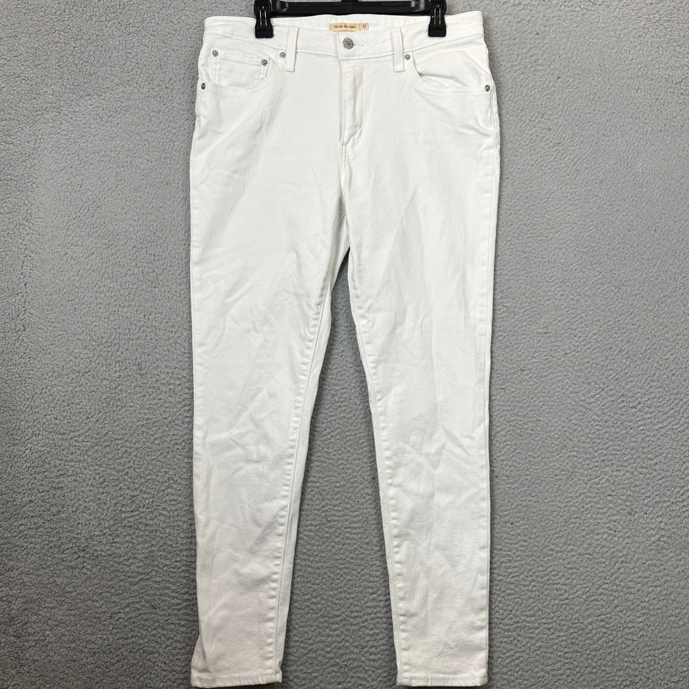 Levis Premium Jeans Womens 32 721 High Rise Skinny White Slim Fit Stretch Denim
